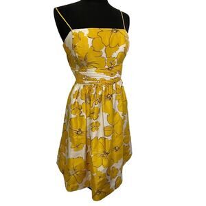 ─୨ৎ─ NWT Eliza J Nordstrom Women Sz 14 Yellow White Floral Dress (1A03- A9II)
